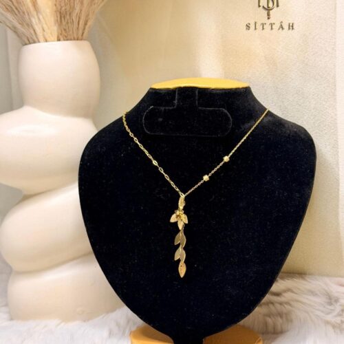 Gold olive pearl layered necklace