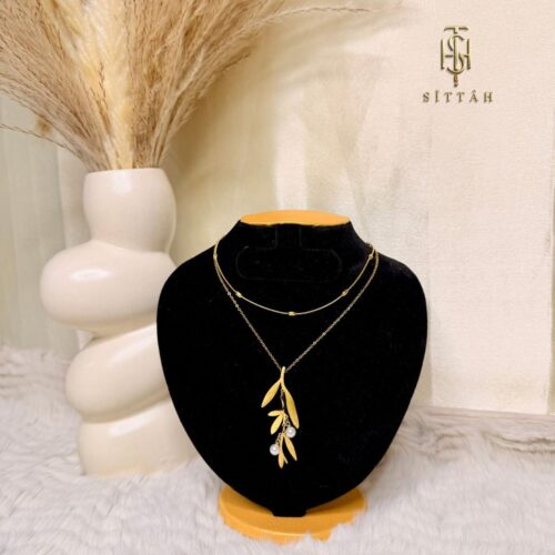 Golden leaf cascade necklace