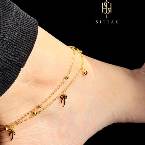 Double-Layer Gold Bow Anklet