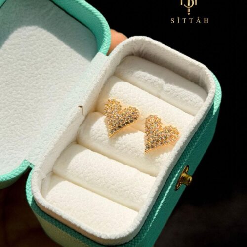 Full Zircon  Heart Stud Earrings.