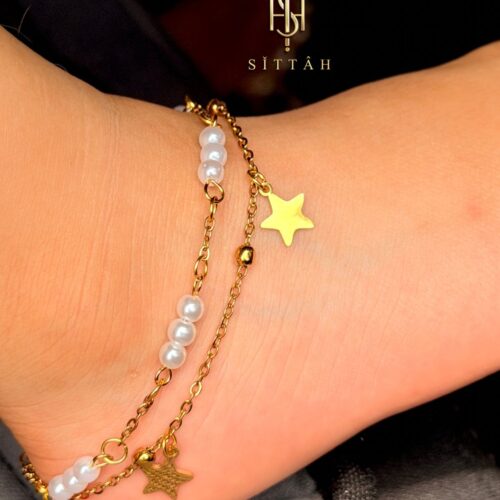 dainty, double-layered gold-toned jewelry piece -kids Anklet