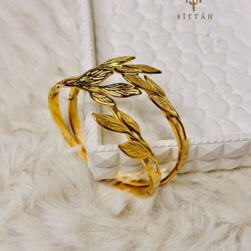 Golden Whisper Leaves Bangle