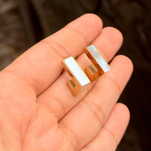 Pearl Rectangular Huggie Hoop