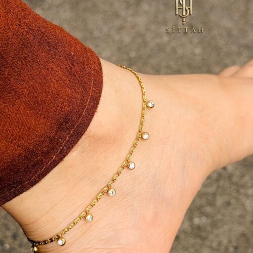 crystal Solitaire chain Anklet