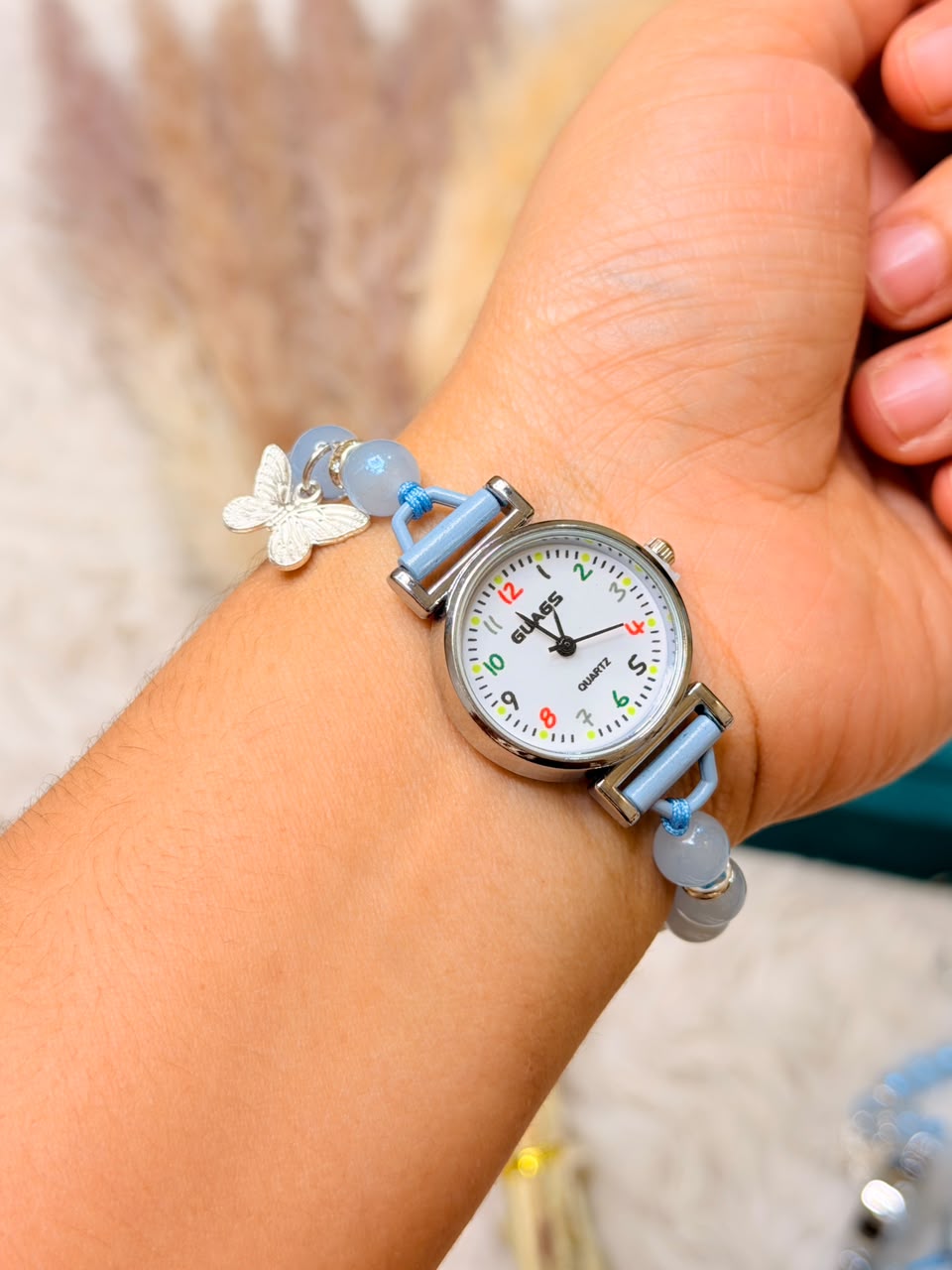 Blue Butterfly Charm Watch Bracelet
