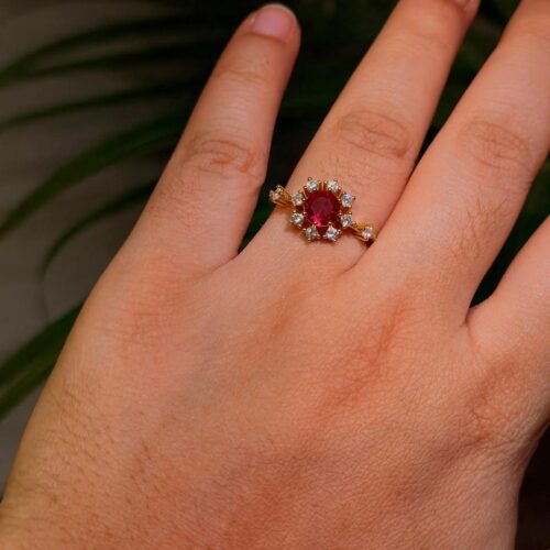 Floral Halo Ruby Ring