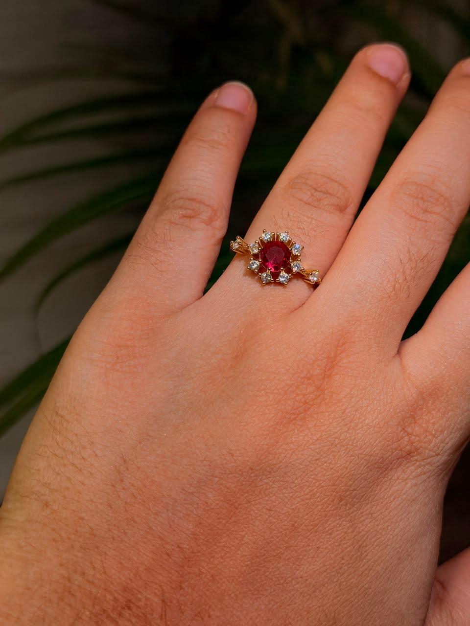Floral Halo Ruby Ring