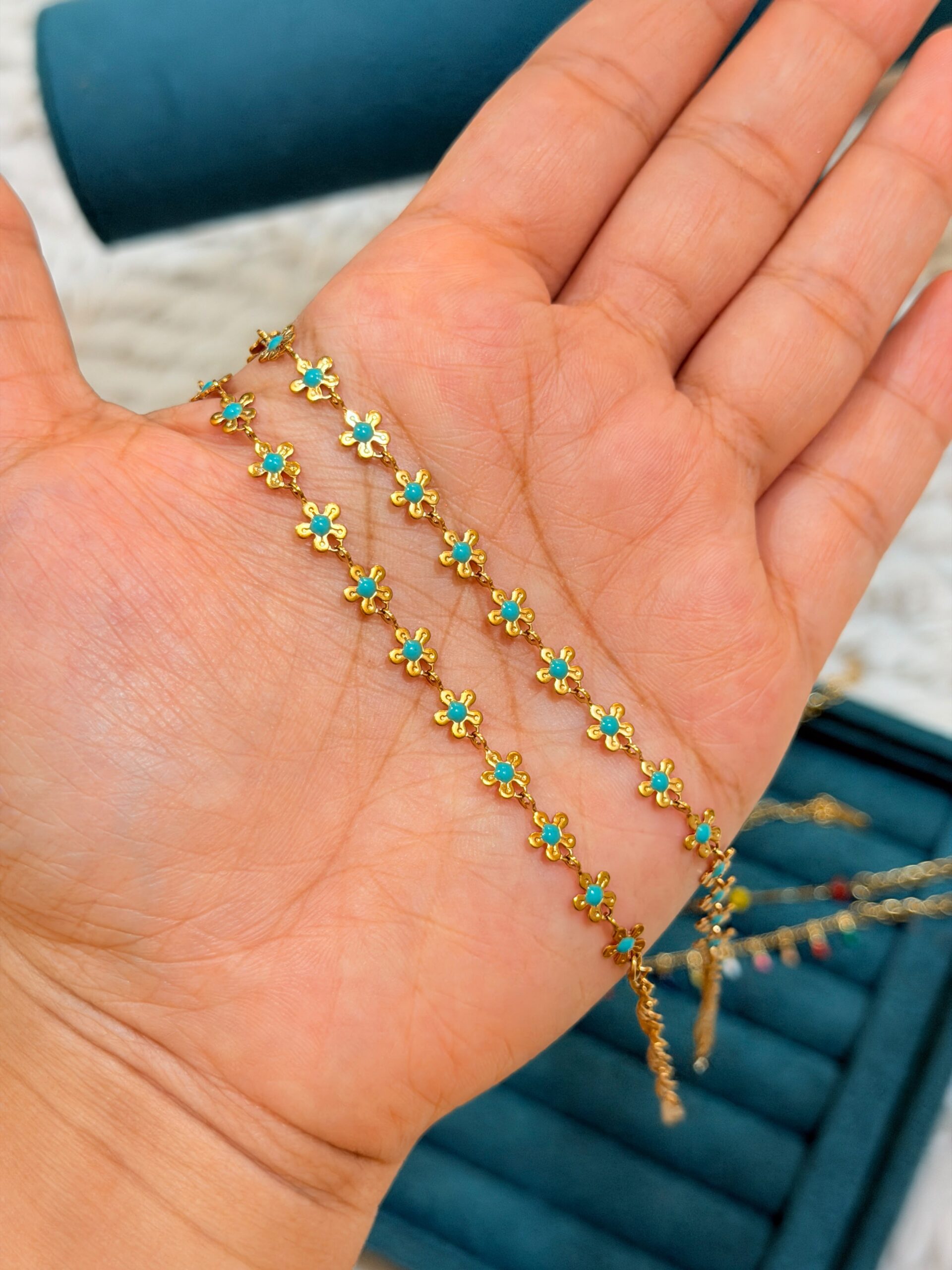 Turquoise Bloom Anklet - Image 2