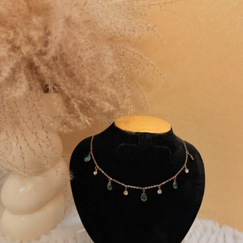 Teal Crsystal Charm Necklace