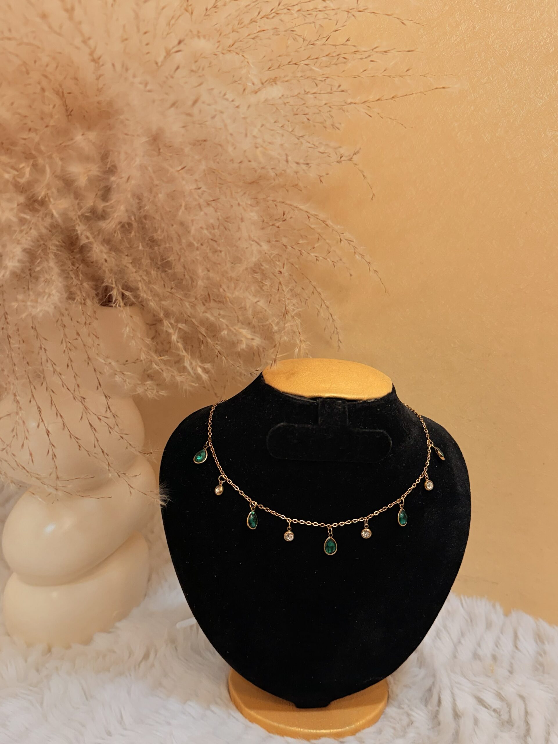 Teal Crsystal Charm Necklace