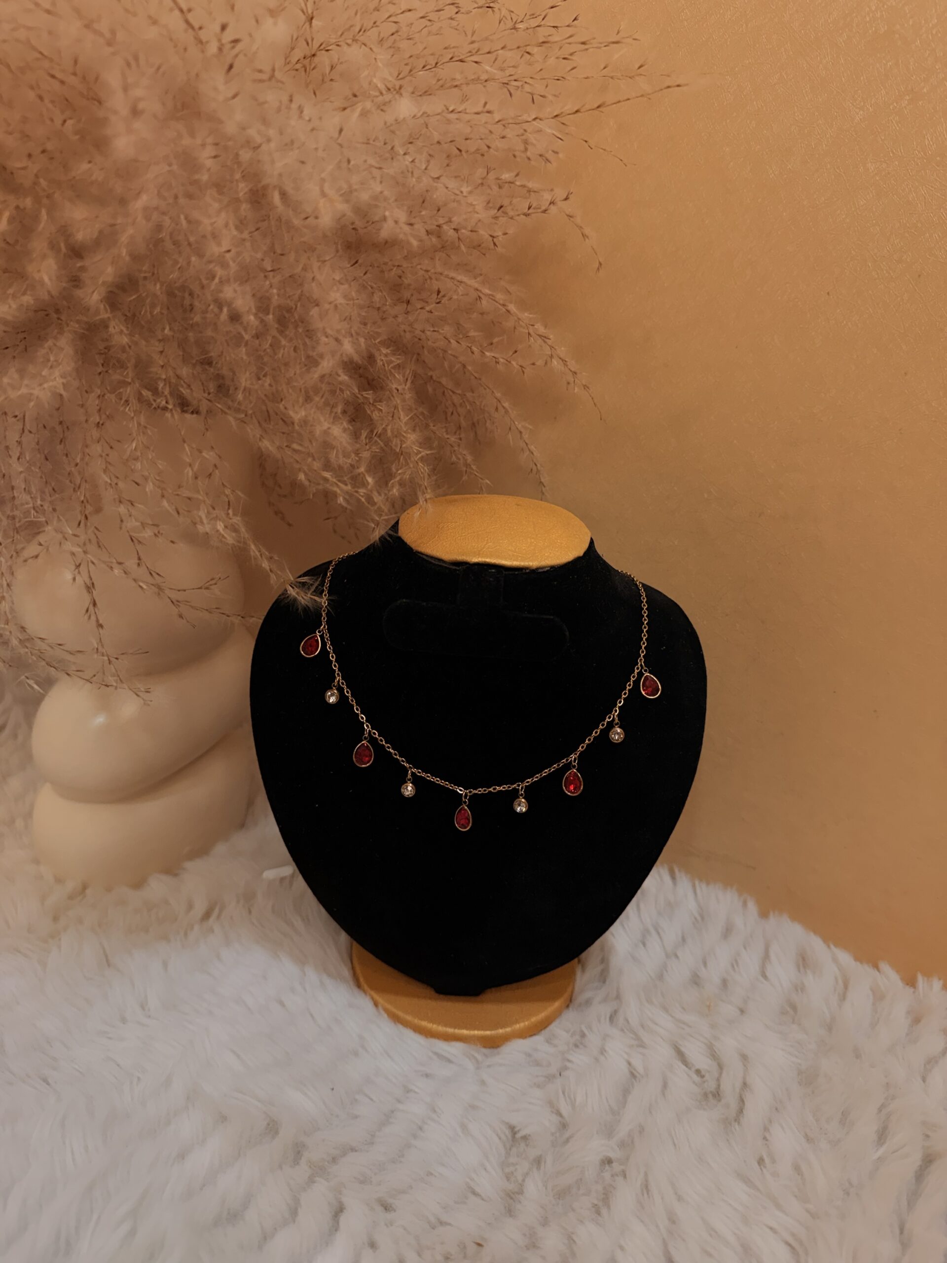 Crimson Dew Charm Necklace