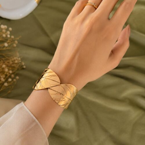Golden Leaf Cuff Bangle