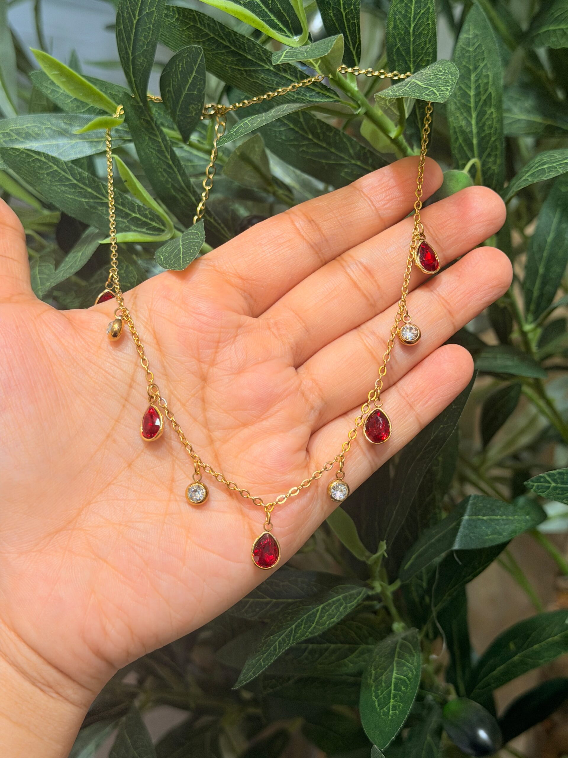Crimson Dew Charm Necklace