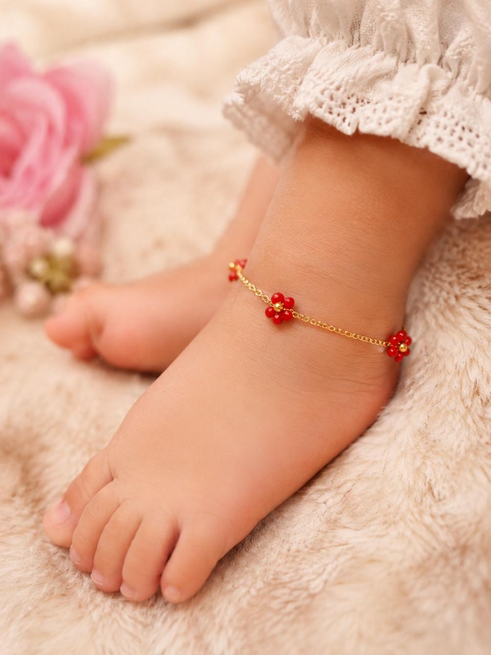 Red Daisy Bloom Anklet