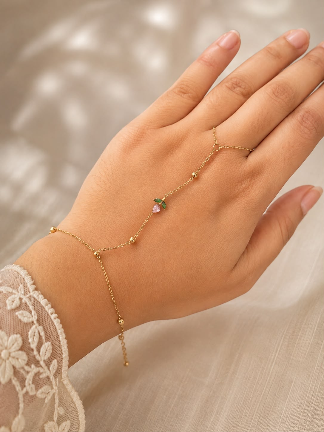 Rosebud Hand Chain