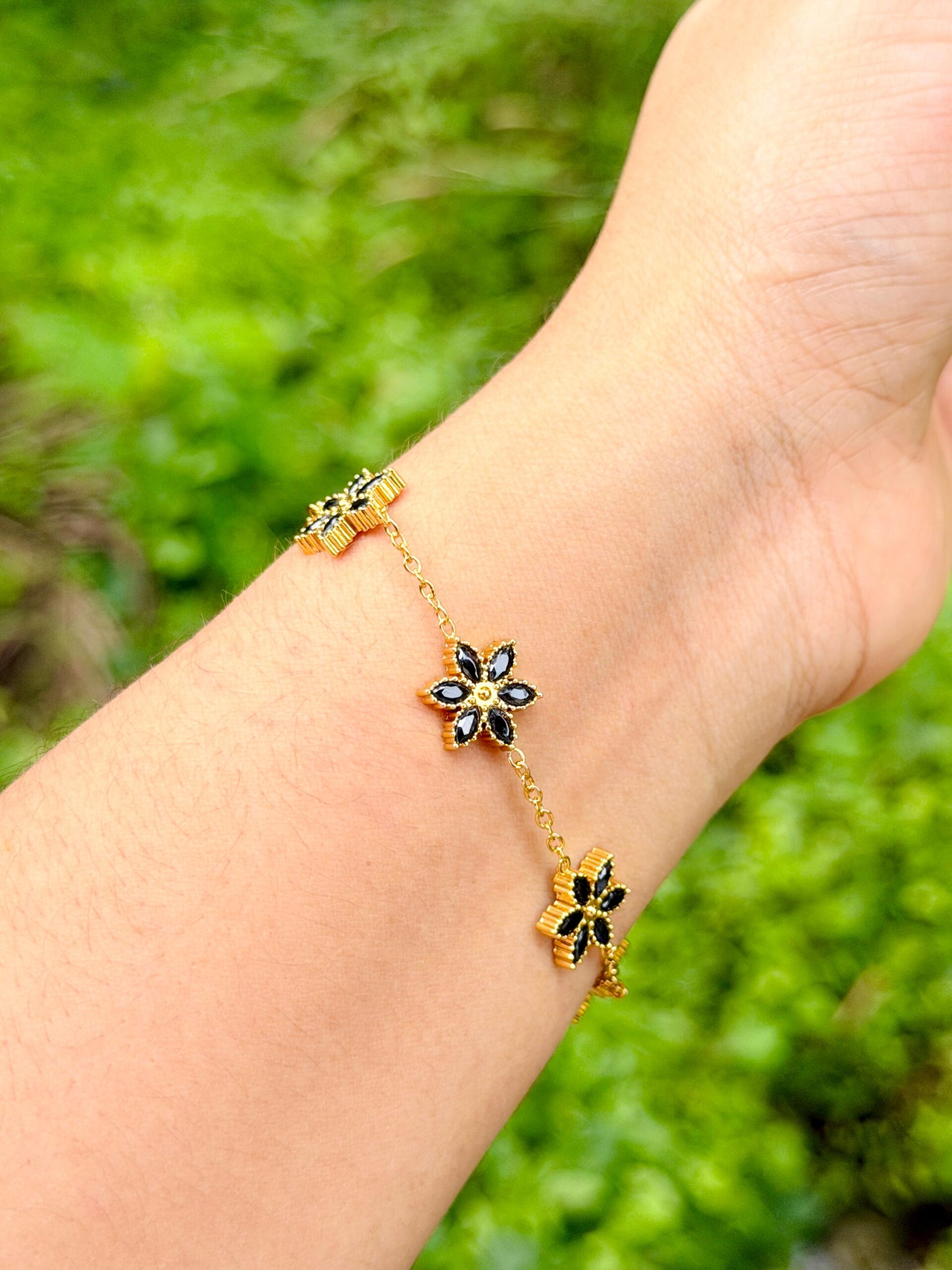 Ebony Flower Bracelet