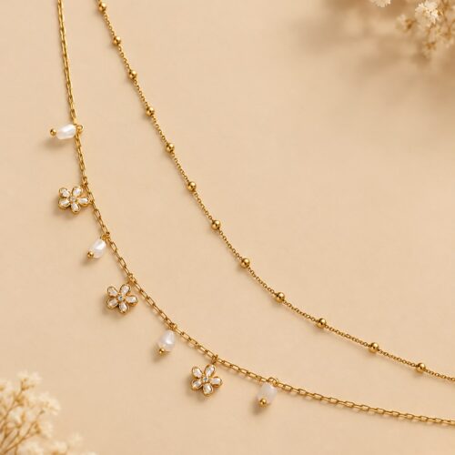 Daisy Pearl Layered Necklace