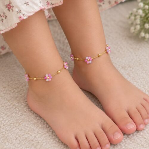Pink Floral Anklet(KIDS)